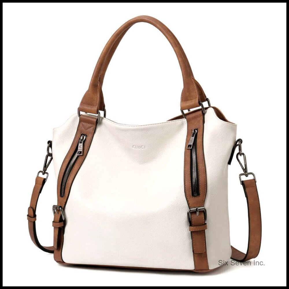 Large Hobo Bag Water Repellent Vegan Leather Adjustable Strap Multiple Pockets